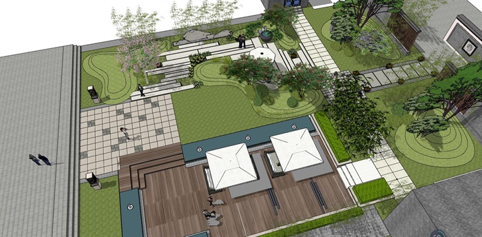 城市办公环境屋顶花园景观设计su模型
