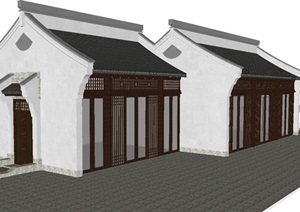新中式单层商铺建筑方案ＳＵ模型