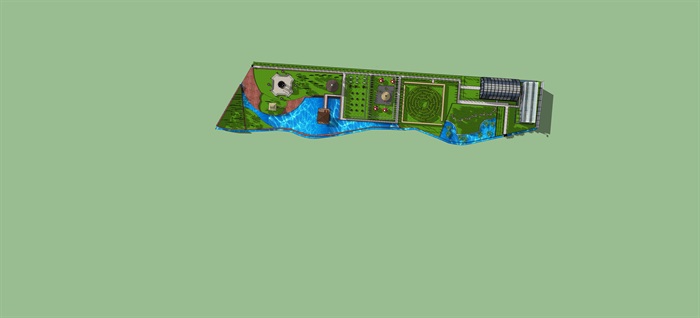 现代湿地公园详细景观su模型