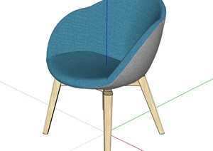简约单人沙发座椅设计SU(草图大师)模型