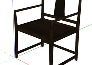 中式木制座椅素材设计SU(草图大师)模型