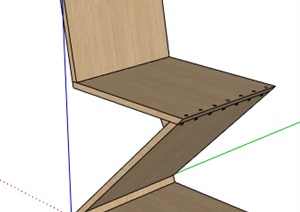 木制折线座椅设计SU(草图大师)模型