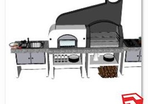 户外烧烤台烧烤炉设计SU(草图大师)模型