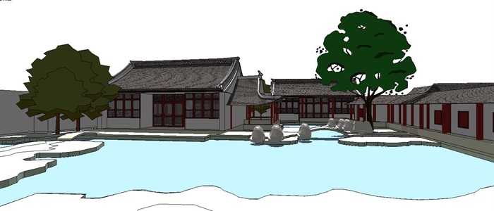 中式古典园林度假景区景观设计(3)