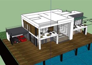 一套完整的私人别墅方案，包含CAD单体方案，SU(草图大师)模型及效果图。