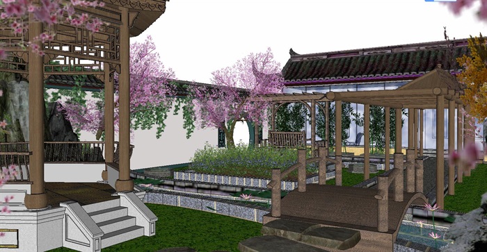 居住住宅中式禅意日式精致庭院景观设计(2)