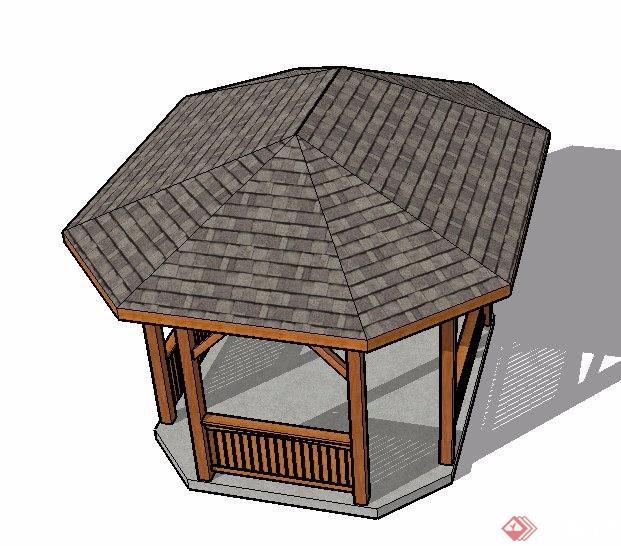 中式木凉亭单体素材su模型