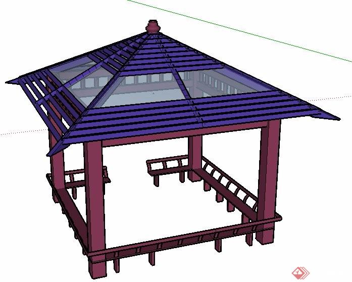 某中式景观凉亭素材设计su模型