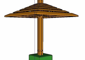 木制四角凉亭单体素材SU(草图大师)模型