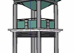 现代简约观景亭设计SU(草图大师)模型