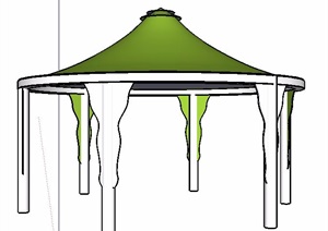 现代绿色顶景观凉亭设计SU(草图大师)模型