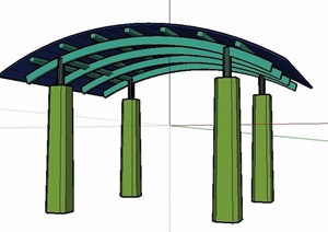 现代拱形顶凉亭设计SU(草图大师)模型