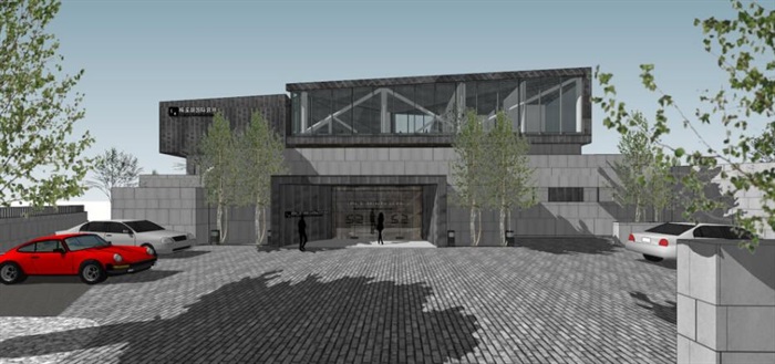 新中式坡屋顶底层架空式通透高端商业会所小区活动中心(1)