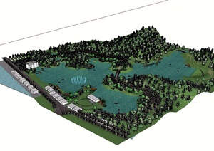 湿地公园详细完整设计SU(草图大师)模型