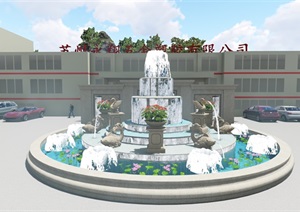 苏州厂房喷泉景观、景墙