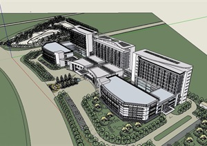 一个医院多层建筑设计SU(草图大师)模型