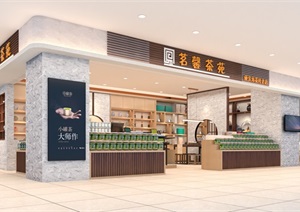 新中式茶店专卖店设计SU(草图大师)模型