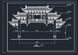 中式牌坊施工图古典中式牌坊CAD
