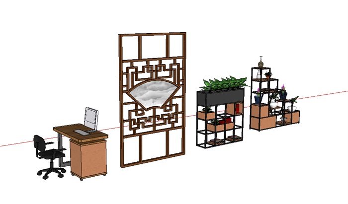 办公桌及铁艺花架(1)