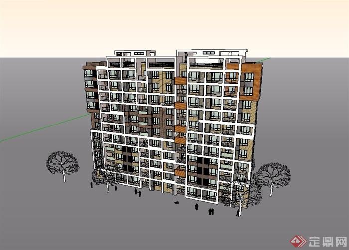 住宅单体详细小区建筑su模型