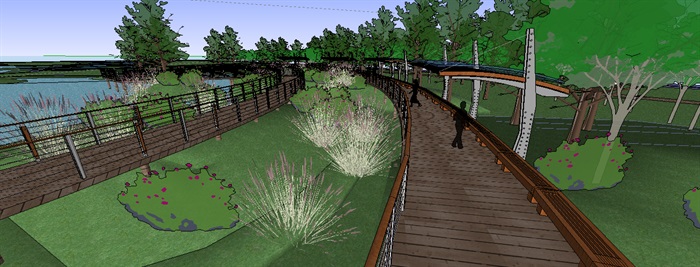 生态湿地栈道廊架SketchUp模型(2)