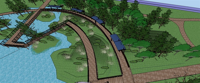 生态湿地栈道廊架SketchUp模型(3)