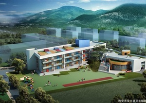 某县灵关镇新城区幼儿园规划设计jpg、ppt方案
