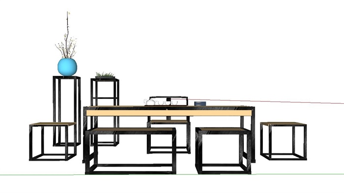 新中式案台书桌餐椅装饰柜家具集合(1)