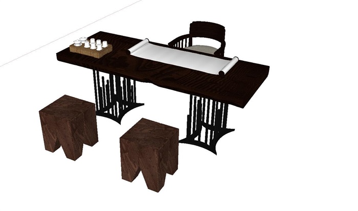新中式案台书桌餐椅装饰柜家具集合(2)