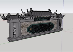 16款多种中式景墙照壁景墙设计SU(草图大师)模型