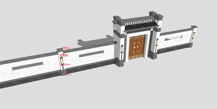 现代中式院门设计su模型