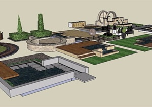 景墙、铺装、花池景观素材SU(草图大师)模型
