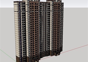 新古典详细高层住宅建筑SU(草图大师)模型