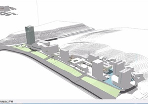 某现代风格详细的综合楼建筑SU(草图大师)模型