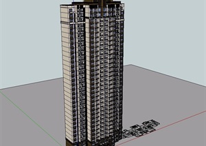 某新古典风格详细的住宅高层建筑楼SU(草图大师)模型