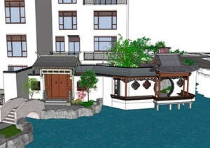 中式小场景庭院景观设计SU(草图大师)模型