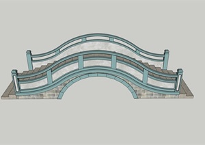 中式精品桥设计SU(草图大师)模型