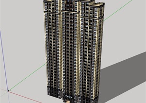 新城新古典风格高层住宅楼SU(草图大师)模型