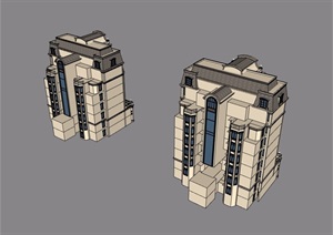 欧式风格多层详细的住宅楼SU(草图大师)模型