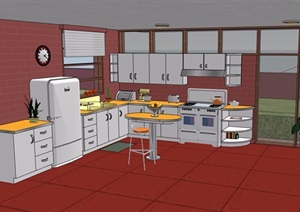 某住宅室内厨房设计SU(草图大师)模型