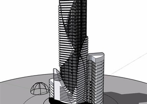 某现代高层详细办公大厦设计SU(草图大师)模型