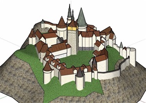 某独特城堡建筑设计SU(草图大师)模型