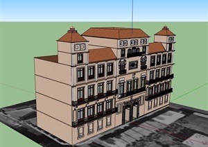 欧式风格住宅小区建筑楼SU(草图大师)模型