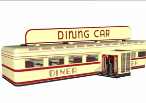 车厢餐厅建筑设计SU(草图大师)模型