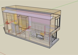 现代 风格两层别墅住宅空间设计SU(草图大师)模型