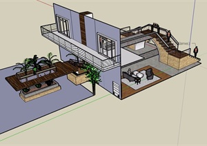 现代风格别墅空间设计SU(草图大师)模型