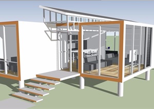 现代休闲度假住宅建筑设计SU(草图大师)模型