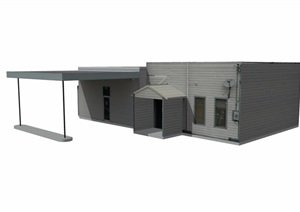 单层平房住宅建筑SU(草图大师)模型