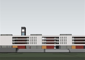 梯形基地现代中式创意开放交流式庭院组合中学校园规划建筑设计