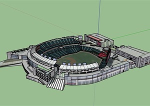 现代风格详细完整的体育场建筑SU(草图大师)模型